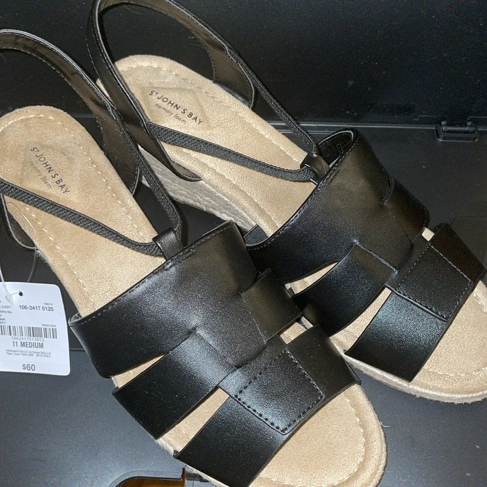 St John’s Bay Black Wedge Sandals